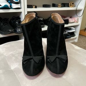 SOLD Christian Louboutin Black Suede Booties with Bow